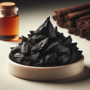 زجاجة عطر أنيقة تحتوي على المسك الاسود الاصلي مع خلفية داكنة تعكس الفخامة والتميز